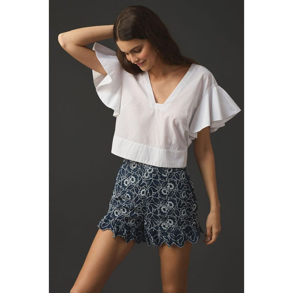 Anthropologie Maeve Floral Denim Short US 4 NEW